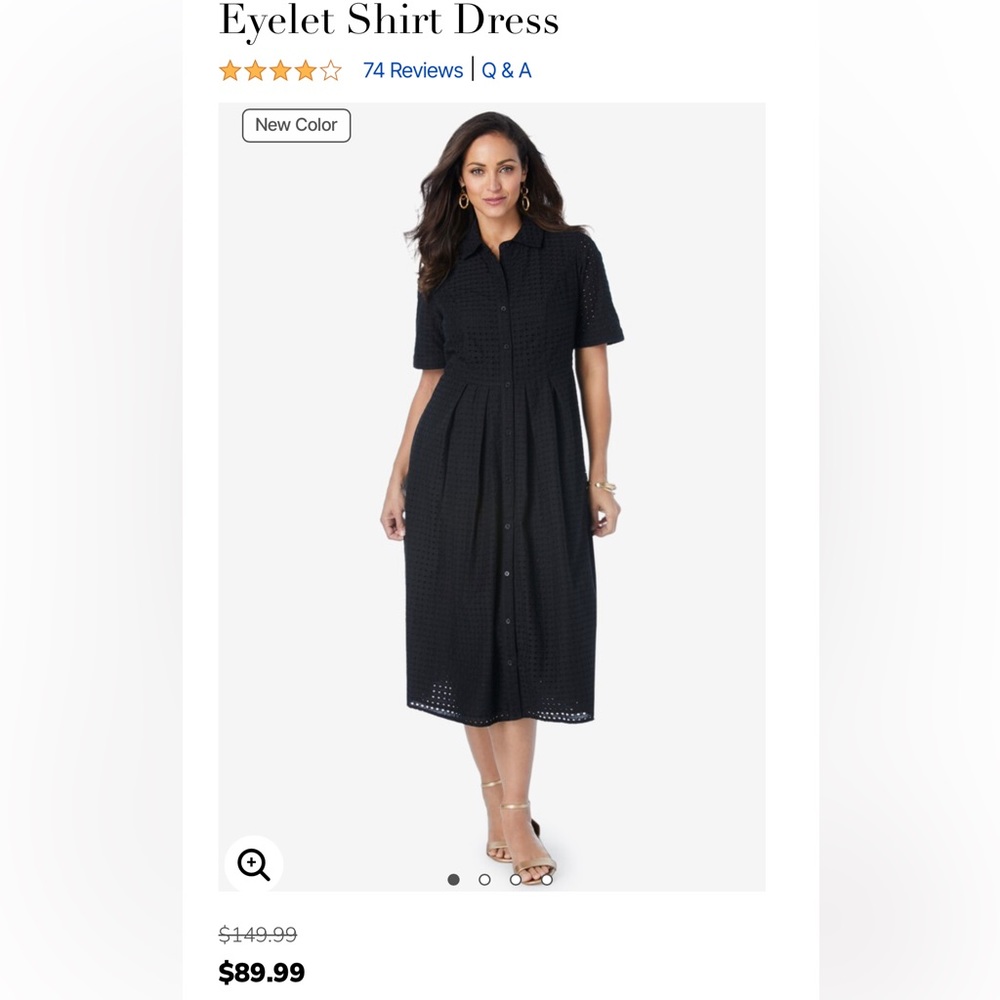 Jessica London, Black Eyelet Shirt Dress, Sz 22W